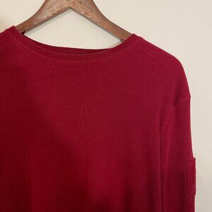 Lauren Ralph Lauren 100% Cotton Red Pocket Ribbed Long Sleeve, Size XXL